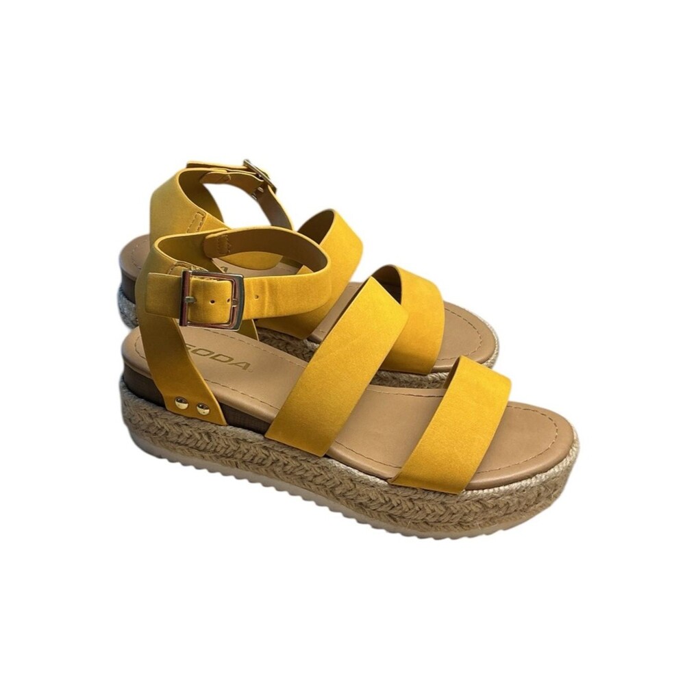 SODA Mustard Yellow Platform Espadrille Sandals – Size 7